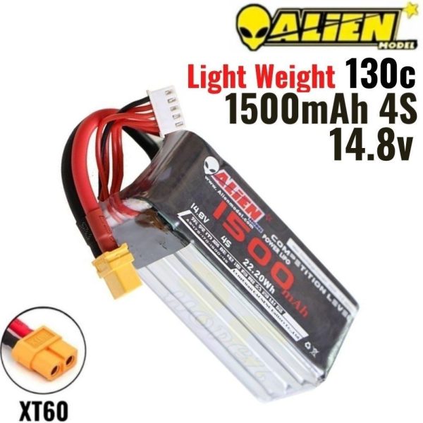 2dc3c18c353cad1d21d98fedf18e4d5a.jpeg Alienmodel 4S 14.8V 1500mAh 130C Lipo Battery with XT60 Plug AL1500/130-4SX