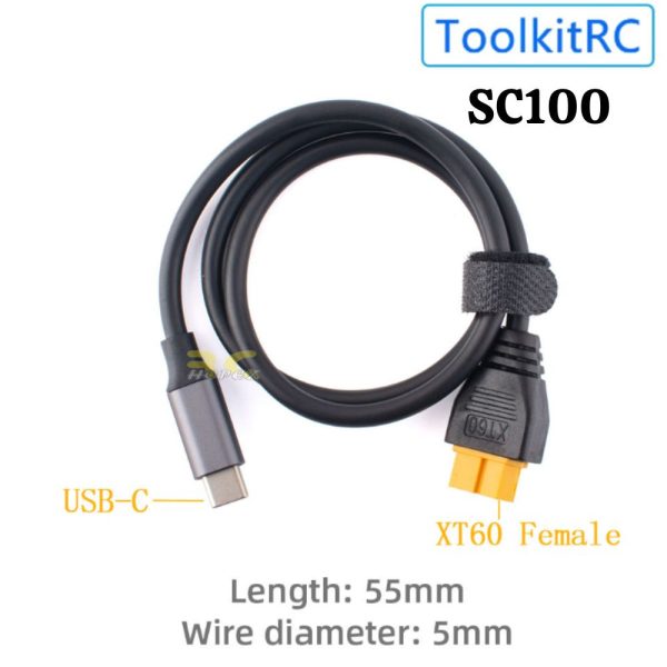 Toolkitrc SC100 Type-C to XT60 Charging Cable for Toolkitrc M4 M7 M6 M6D M8S Charger TK-SC100