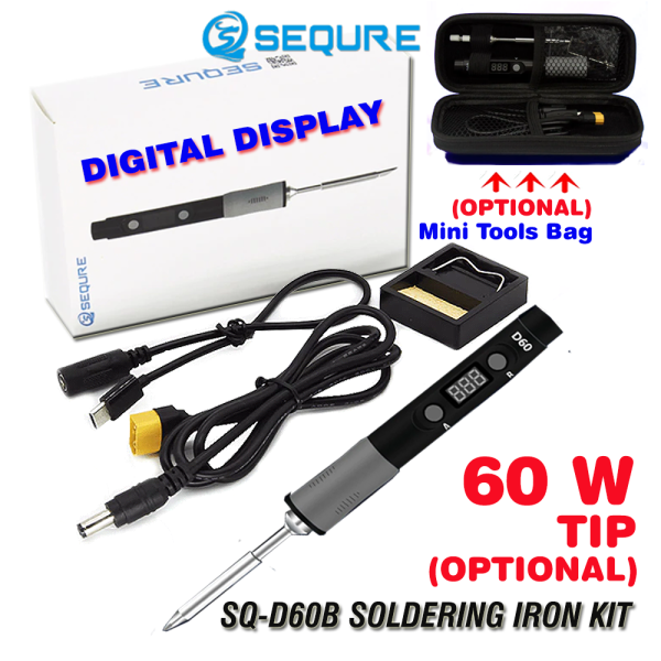 SEQURE SQ-D60B Soldering Iron Kit 60W Type-C Interface Soldering Pen /Adjustable Temperature Digital Display Soldering