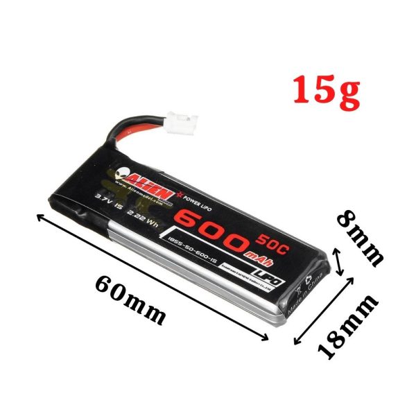 3ba973309d78c5c237e9a70e27ca5ce1.jpeg Alienmdel 3.7V 600mAh 50C 1S Lipo Battery with PH2.0 Plug AL600/50-1S