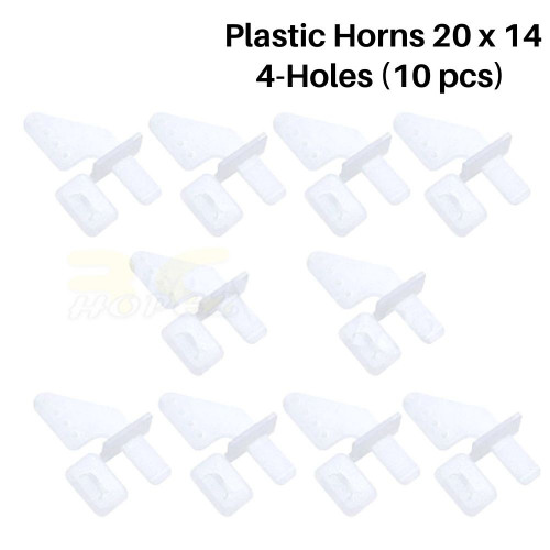 10-Set RC Airplane Control Horns - 20x21mm Plastic Horns With 4 Holes For Pushrods