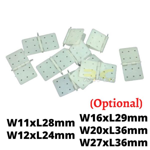 a3d96592b092b03f8e693379ad542214.jpeg Nylon Pinned Hinges W11xL28mm / W12xL24mm / W16xL29mm / W20xL36mm / W27xL36mm (Optional) (10pcs/pack) FP3060