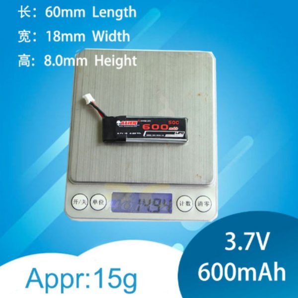 d0340df93005c170d92bd5132b5d8e86.jpeg Alienmdel 3.7V 600mAh 50C 1S Lipo Battery with PH2.0 Plug AL600/50-1S