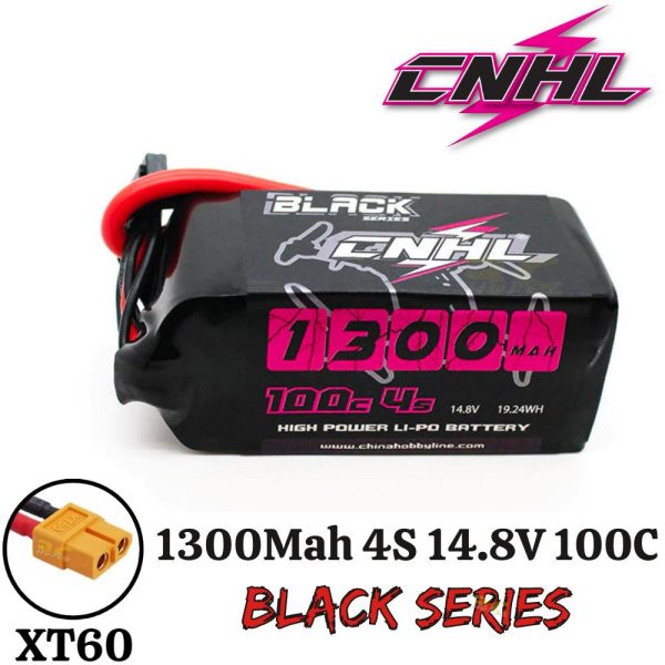 CNHL Black Series 14.8V 1300mAh 100C 4S Lipo Battery with XT60 Plug CNHL1300/100-4S  