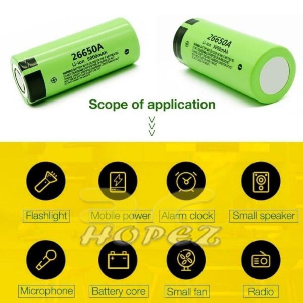 26650A 5000mAh 3.7V Li-ion Rechargeable Battery 