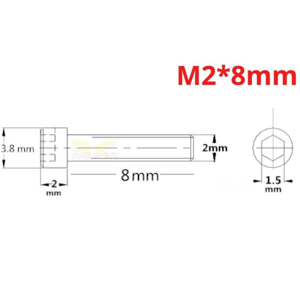 27013d5e3abd5159902d5b032f1a4e42.jpeg 2 PCS Hexagon Cap Screw M2.0mm x 4/5/6/8/10/12/16/20/22/25/30mm (Optional) CM-M2N