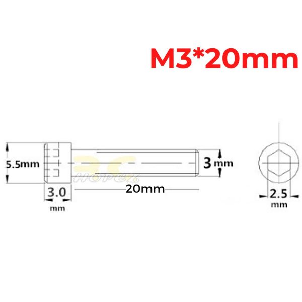 308c2102683c8cc2bbfd87ac5e1a44c4.jpeg 2 PCS Hexagon Cap Screw M3.0mm x 6/8/10/12/16/20mm (Optional) CM-M3N