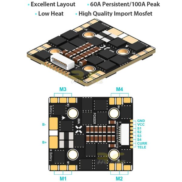 3464503577ec394757bf4f050dc9be91.jpeg Foxeer Reaper F4 Slim Mini ESC 128K 60A BL32 4in1 3-8S 9~40V 20x20mm MR1682