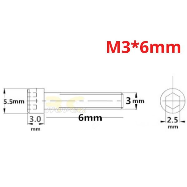 50ec2f07ba7890f3fc7c211ec8c52177.jpeg 2 PCS Hexagon Cap Screw M3.0mm x 6/8/10/12/16/20mm (Optional) CM-M3N