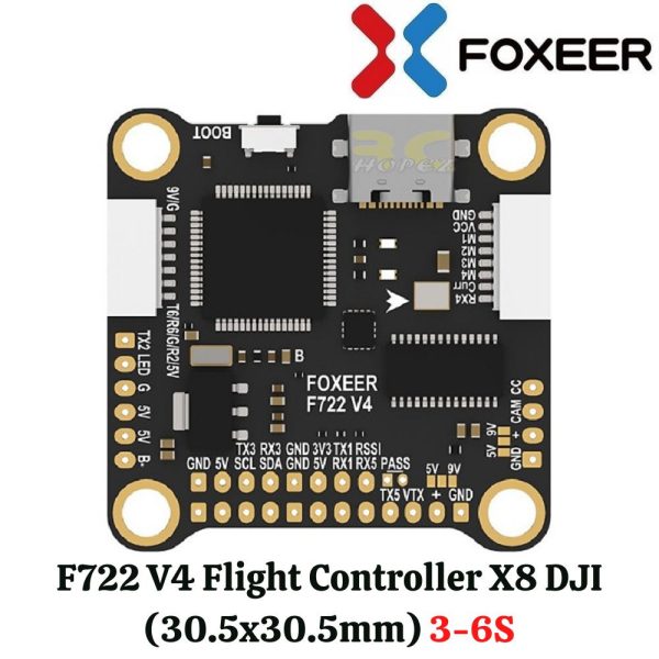 Foxeer Mini F722 V4 Flight Controller X8 DJI 30.5x30.5mm 3-6S for FPV Racing Drone MR1685