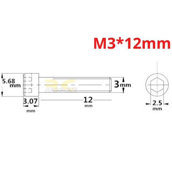 8fedcec2f403f1c1930888ee42c7ca8f.jpeg 2 PCS Hexagon Cap Screw M3.0mm x 6/8/10/12/16/20mm (Optional) CM-M3N