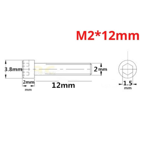 953de45b46fe0e15ff9db26c5b7a7660.jpeg 2 PCS Hexagon Cap Screw M2.0mm x 4/5/6/8/10/12/16/20/22/25/30mm (Optional) CM-M2N