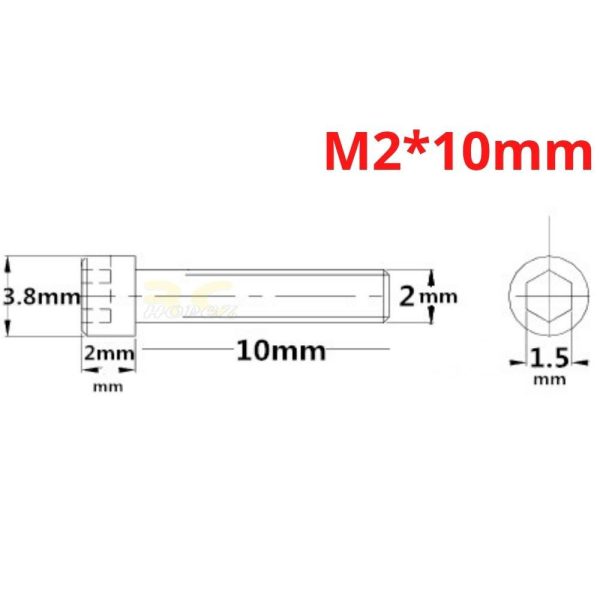 9d7fdc3aee30c737e088bf2aeac515c8.jpeg 2 PCS Hexagon Cap Screw M2.0mm x 4/5/6/8/10/12/16/20/22/25/30mm (Optional) CM-M2N