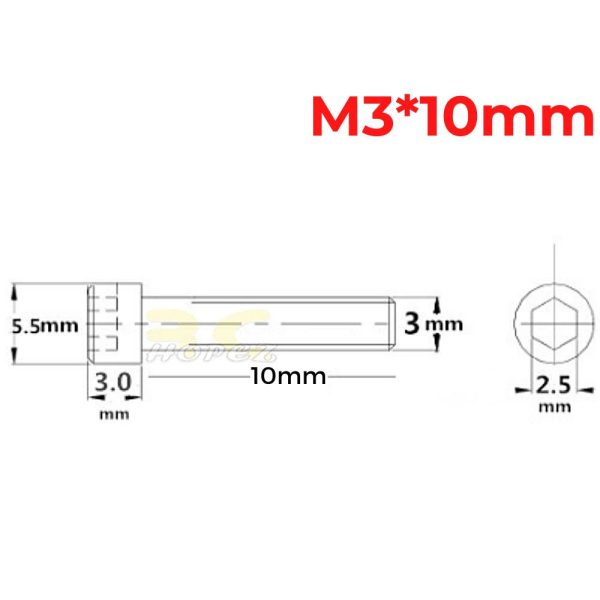 af2a62492b2f38d0f37e83530cf6918a.jpeg 2 PCS Hexagon Cap Screw M3.0mm x 6/8/10/12/16/20mm (Optional) CM-M3N
