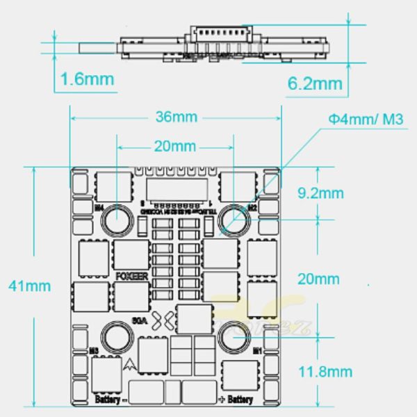 ce9568e1ae0cac6bf6dab0ab2e9b5bbb.jpeg Foxeer Reaper F4 Slim Mini ESC 128K 60A BL32 4in1 3-8S 9~40V 20x20mm MR1682