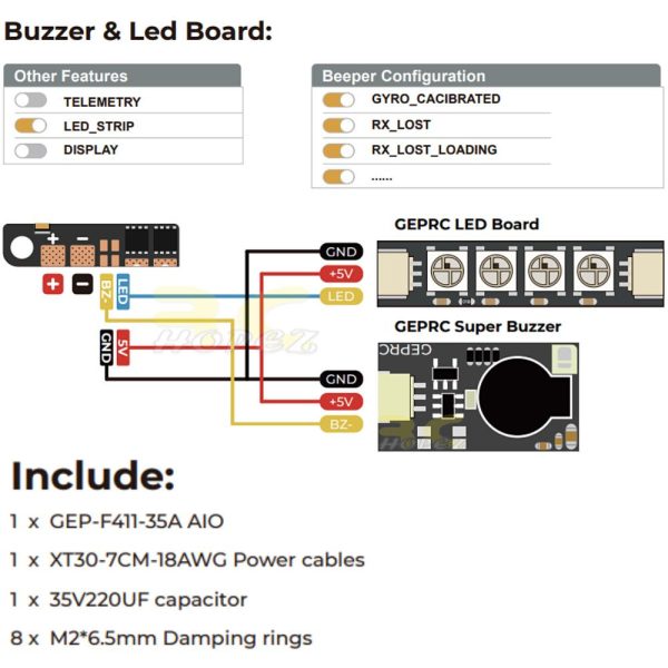GEPRC GEP-F411-35A AIO 2-6S 8 bits Brushless ESC (25.5x25.5mm) for Cinelog25 FPV Racing Drone GEP-35A-F4