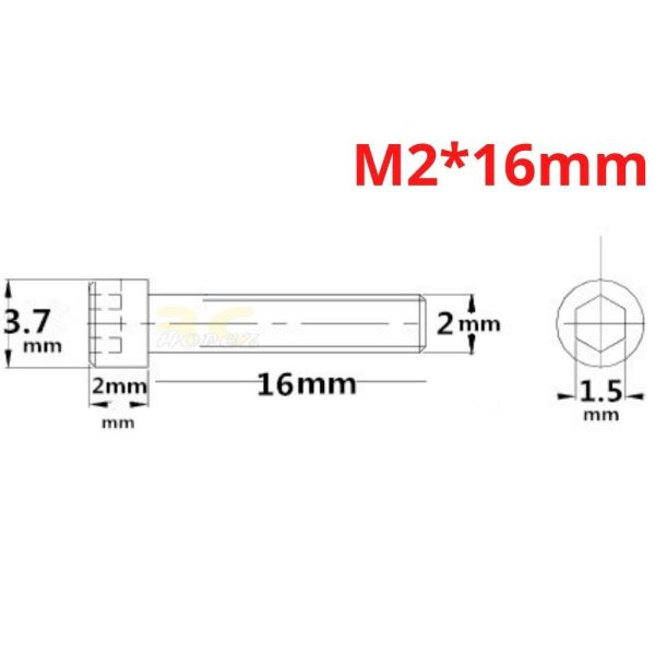 e7b07a7c0b0fb0564c17542093f8b4b0.jpeg 2 PCS Hexagon Cap Screw M2.0mm x 4/5/6/8/10/12/16/20/22/25/30mm (Optional) CM-M2N