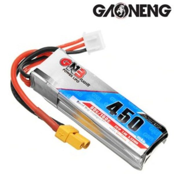 1345846149650dd57921696ba6b93313.jpeg Gaoneng GNB 7.4V 450mAh 80C 2S Lipo Battery with XT30 Plug GNB450/80-2S