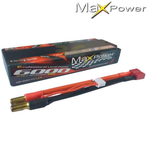 377ad55d1e2b3180aa74b246a37e679e.jpeg Maxpower Graphene LiHV Lipo 6000mAh 2S 7.6V 120C with 5.0mm bullet to Deans plug (Hard Case) MP6120-2GH