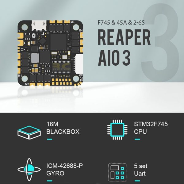 3b0d452aa64e5331de9c2d8e19fcfe0d.jpeg Foxeer Reaper AIO V3 F745 45A BLS Bluejay 2-6S 25.5×25.5mm 2-6S for FPV Racing Drone MR1687