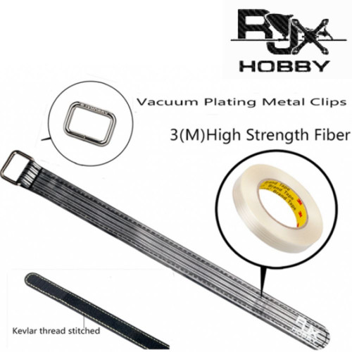 1 pc 12mm X 150mm RJX 3(M) Fiber Metal Clip Battery Strap - Black RJX1784