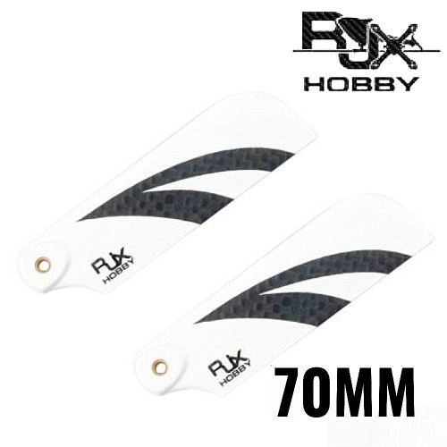 RJX Black/ White 70mm Tail CF Blades HA70WB