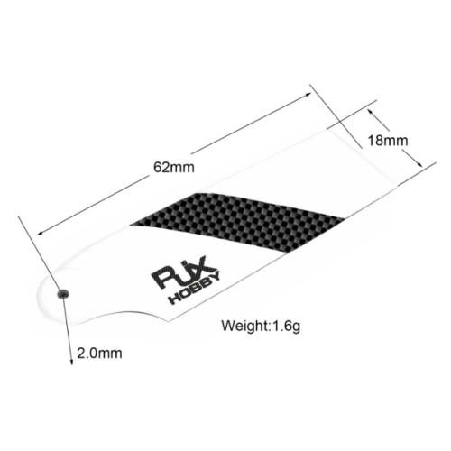 RJX Carbon Fiber 62mm Tail Rotor Blades HA62WB
