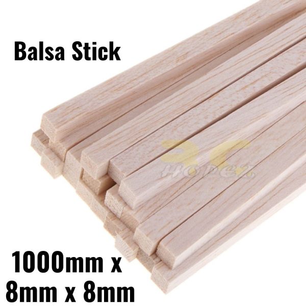 Balsa Stick 1000mm x 8mm x 8mm BS105 (Cut into 2pcs for online order only)
