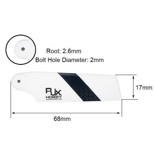 705dd87635279cfe4f3f17b3830239e3.jpeg RJX Black/ White 68mm Tail CF Blades HA68WB