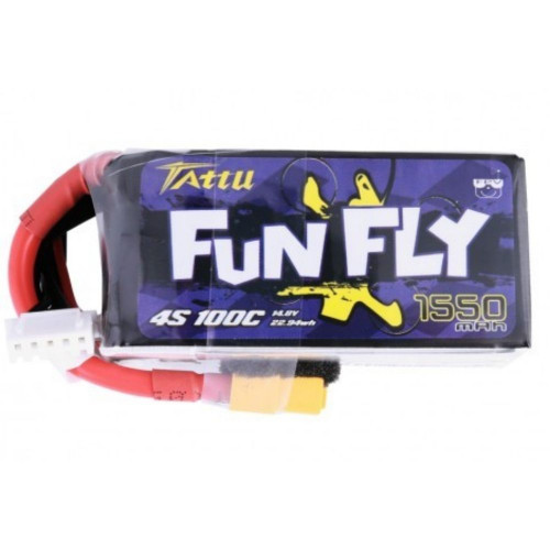 2PCS Tattu FunFly 14.8V 1550mAh 100C 4S Lipo Battery With XT60 Plug TF1550-4S2P