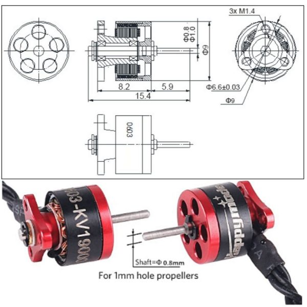 98be3d27158804ab155cbb04fedf7297.jpeg Happymodel SE0603 1S 19000KV 0.8mm shaft CCW Brushless Motor for RC FPV Racing Drone SE0603-CCW