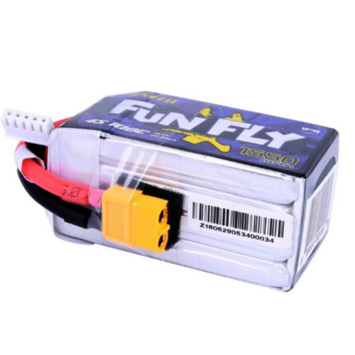 2PCS Tattu FunFly 14.8V 1550mAh 100C 4S Lipo Battery With XT60 Plug TF1550-4S2P