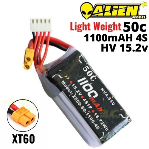9f2d2e07a661d3758676c5f0651eed59.jpeg Alienmodel 4S 15.2HV 1100mAh 50C Lipo Battery with XT60 Plug AL1100/50-4S6