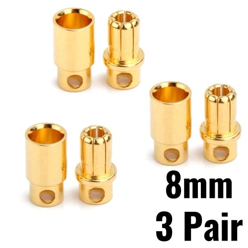 8mm Gold Bullet Banana Connector Plug Male Female (3 pairs) 6580