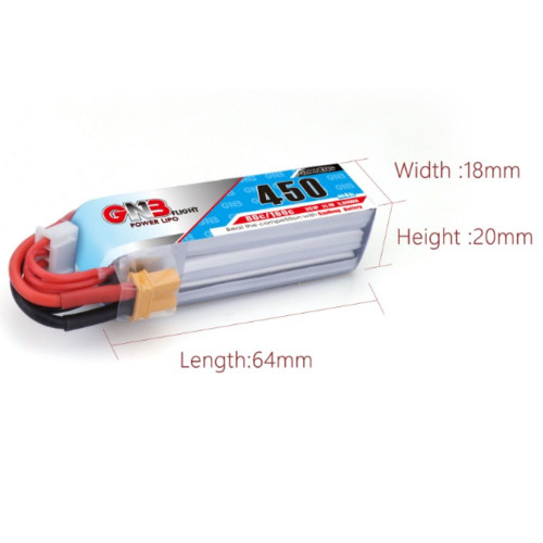 Gaoneng GNB 11.1V 450mAh 80C 3S Lipo Battery with XT30 Plug GNB450/80-3SL
