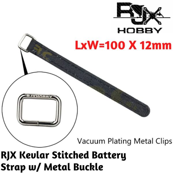 1 Pc 100 X 12mm RJX Kevlar Stitched Battery Strap w/ Metal Buckle RJX2204