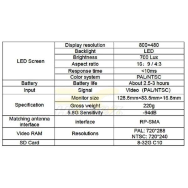 e463d7d98283606206065694d5895c40.jpeg Hawkeye Little Pilot 4 Built-in DVR 5 inch Display 5.8G 48CH Dual Receiver FPV HD Monitor XJ393