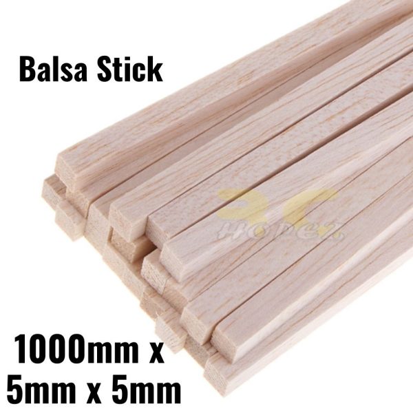 Balsa Stick 1000mm x 5mm x 5mm BS101 (Cut into 2pcs for online order only)