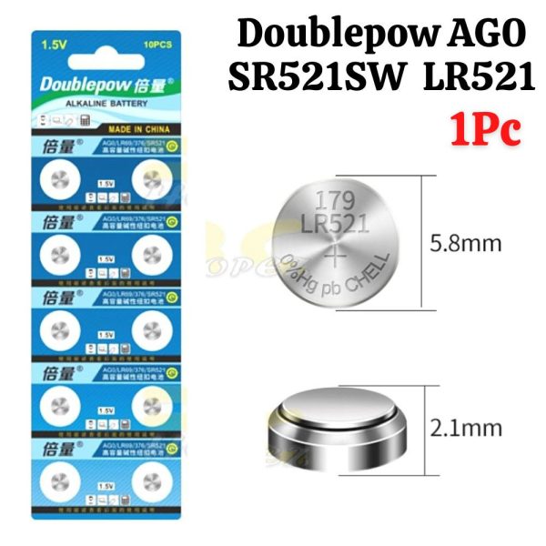 0f2ea209123d18e287186bcbd1dfa6ab.jpeg 1Pc Doublepow AG0 SR521SW LR521 379 Button Alkaline Battery LR521