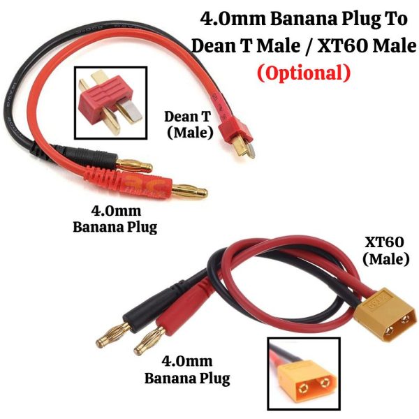 XT60H (XT60 adapterkabel met verbeterde vrouwelijke naar 4 mm banaanstekker, 1 m