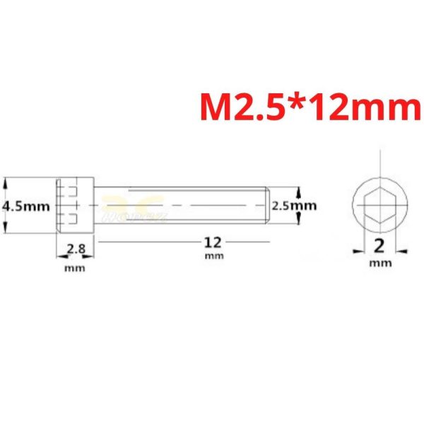 547be9c86d4148cfffeaa30edf669b4f.jpeg 2 PCS Hexagon Cap Screw M2.5mm x 6/8/10/12/16mm (Optional) CM-M2.5