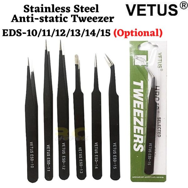 Vetus DIY & FPV Stainless Steel Anti-static Straight/Curved Tweezer ESD-10/11/12/13/14/15 (Optional) ESD