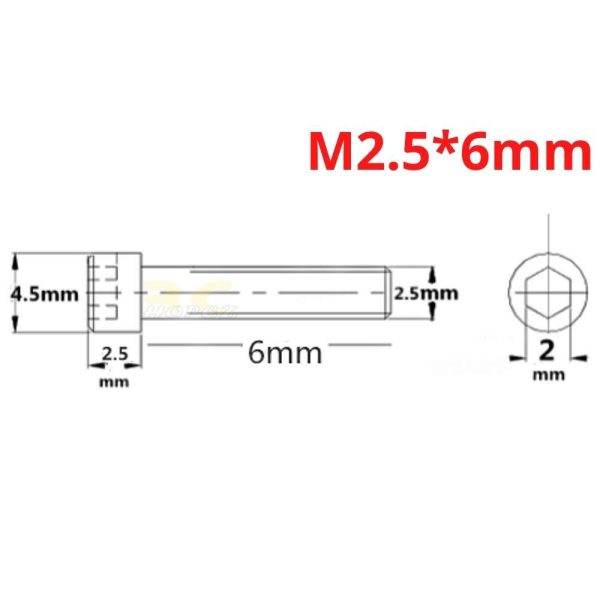 7d545963a909d88a9a73a8c0d188c5ca.jpeg 2 PCS Hexagon Cap Screw M2.5mm x 6/8/10/12/16mm (Optional) CM-M2.5
