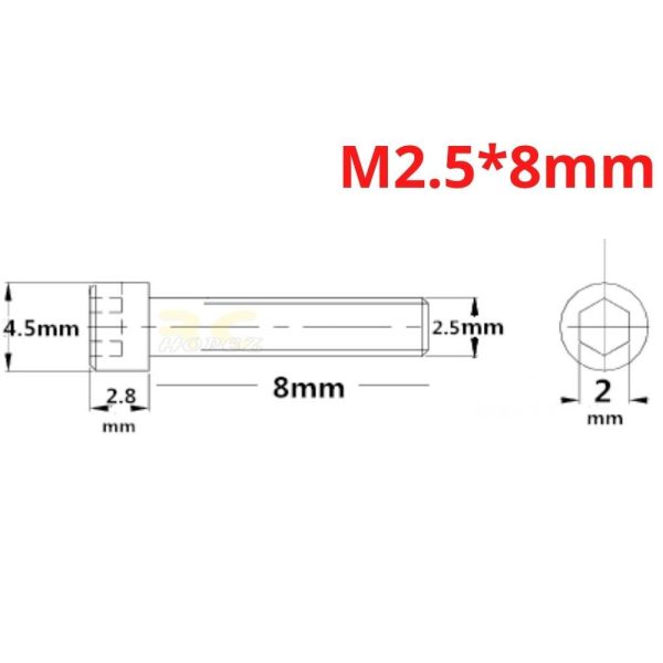 a609bb823e30b7b90de4d72275188489.jpeg 2 PCS Hexagon Cap Screw M2.5mm x 6/8/10/12/16mm (Optional) CM-M2.5
