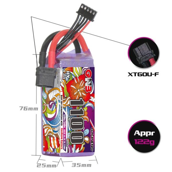 Gaoneng GNB 15.2HV 1100mAh 120C 4S Lipo Battery with XT60 Plug GNB1100/120-4SP