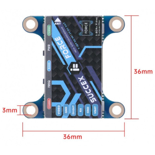 iFlight SucceX Force 5.8g 48CH PIT/25mW-800mW Adjustable VTX with MMCX to SMA Adapter Cable for FPV MX8824-S