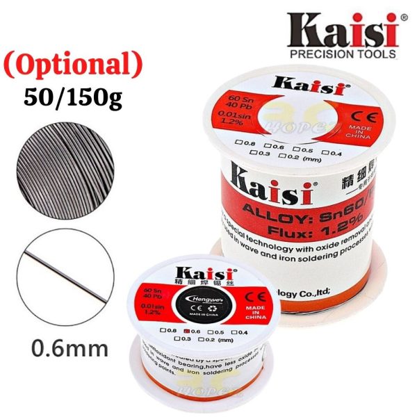 Kaisi 0.6mm Solder Wire Low Melting Point Repair Welding Lead Tin Wire Roll 50g/150g (Optional) Sn60/Pb40 1Pc BG-Kaisi