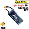 Alienmodel 3S 11.1V 750mAh 80C Lipo Battery with XT30 Plug AL750/80-3S