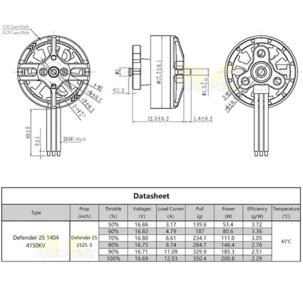 iFlight Defender 25 Motor 1404 4150KV 4S CW/CCW (Optional) DF1404-41