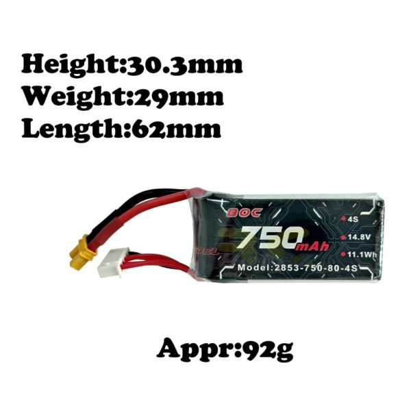 3e0ca967de1b608aaf8e16fa0b677d60.jpeg Alienmodel 4S 14.8V 750mAh 80C Lipo Battery with XT30/XT60 Plug (Optional) AL750/80-4S